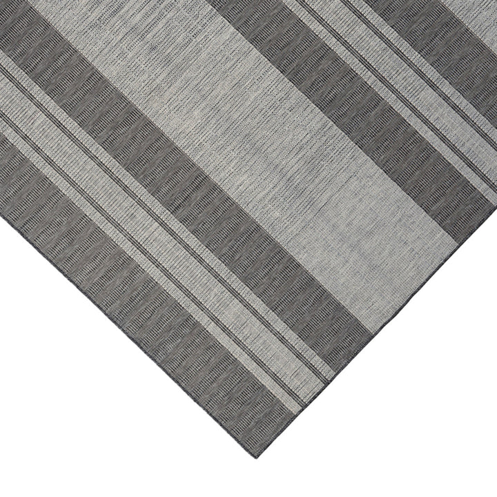 6' x 9' Blue and Gray Striped Stain Resistant Indoor Outdoor Area Rug