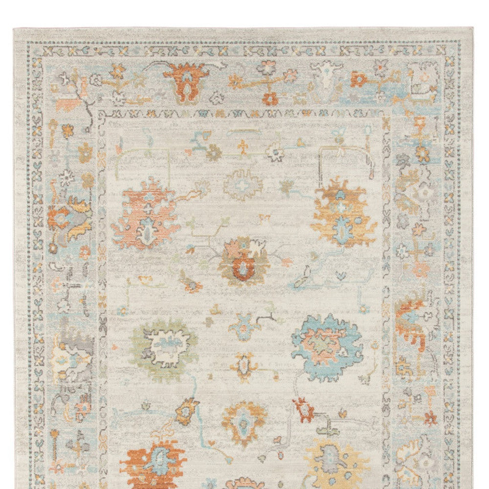 2' x 3' Blue and Orange Floral Stain Resistant Indoor Outdoor Area Rug