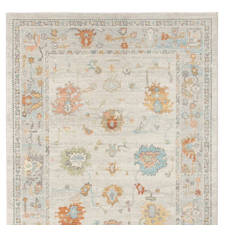 2' x 3' Blue and Orange Floral Stain Resistant Indoor Outdoor Area Rug