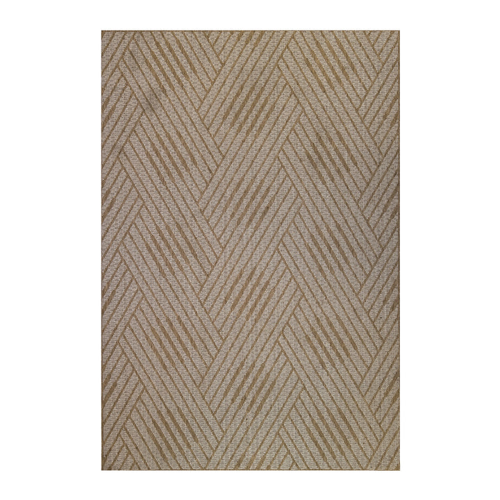 2' x 3' Beige Geometric Stain Resistant Indoor Outdoor Area Rug