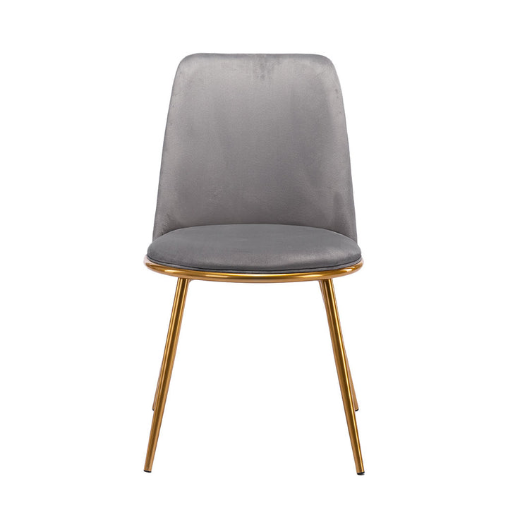 Gray And Gold Velvet and Metal Dining Side Chair