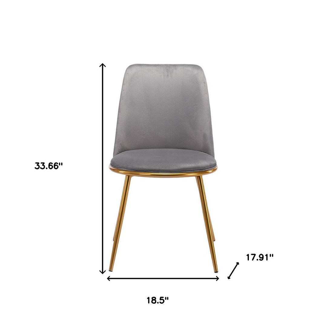 Gray And Gold Velvet and Metal Dining Side Chair