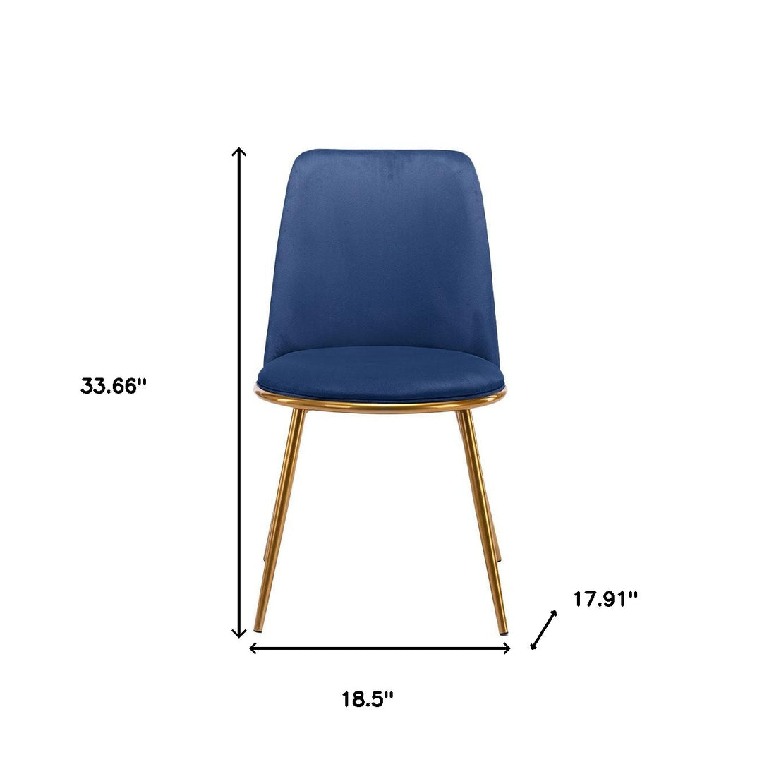 Blue And Gold Velvet and Metal Dining Side Chair