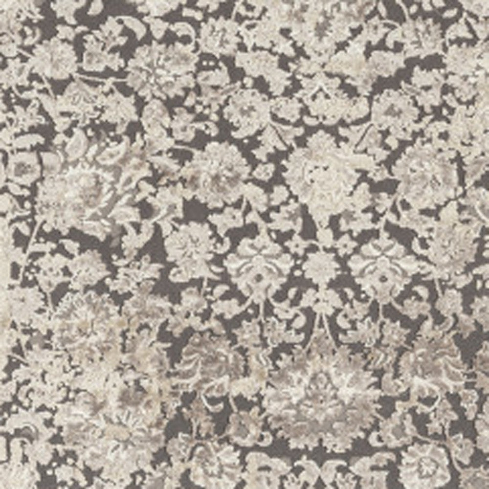 10' x 14' Gray and Ivory Floral Area Rug