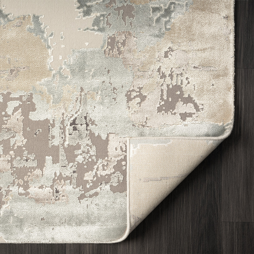 7' Runner Gray and Beige Abstract Runner Rug