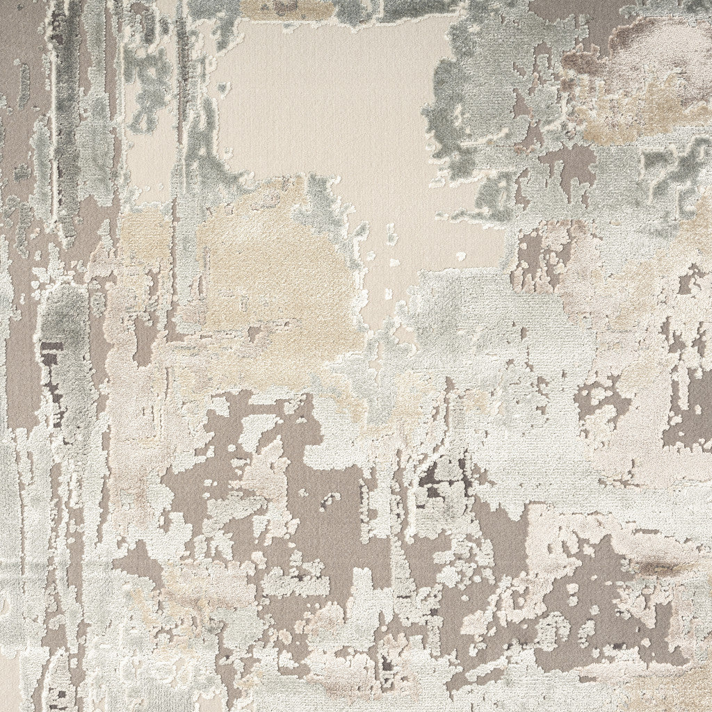 7' Runner Gray and Beige Abstract Runner Rug