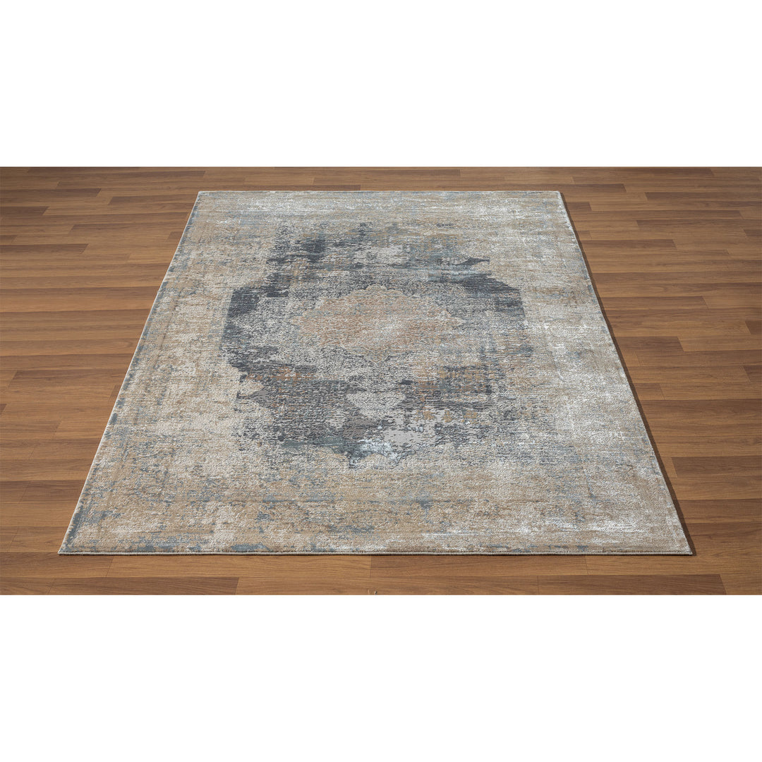 10' x 14' Beige and Gray Medallion Area Rug