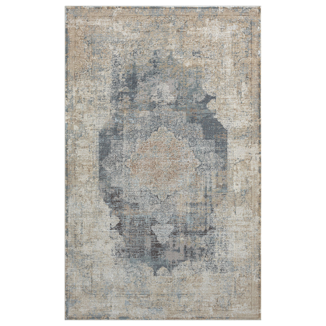 10' x 14' Beige and Gray Medallion Area Rug