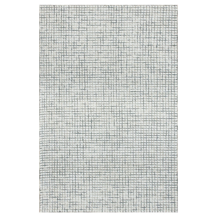 10' x 14' Gray and Ivory Wool Checkered Hand Hooked Area Rug