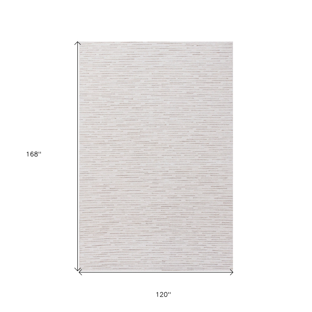 10' x 14' Beige and Ivory Wool Striped Hand Tufted Area Rug