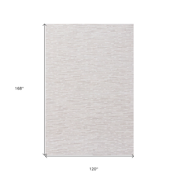 10' x 14' Beige and Ivory Wool Striped Hand Tufted Area Rug