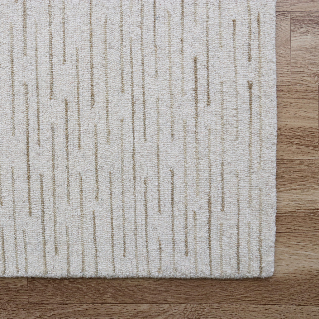 10' x 14' Beige and Ivory Wool Striped Hand Tufted Area Rug