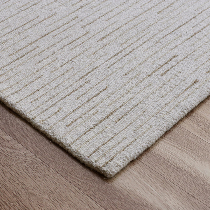 10' x 14' Beige and Ivory Wool Striped Hand Tufted Area Rug