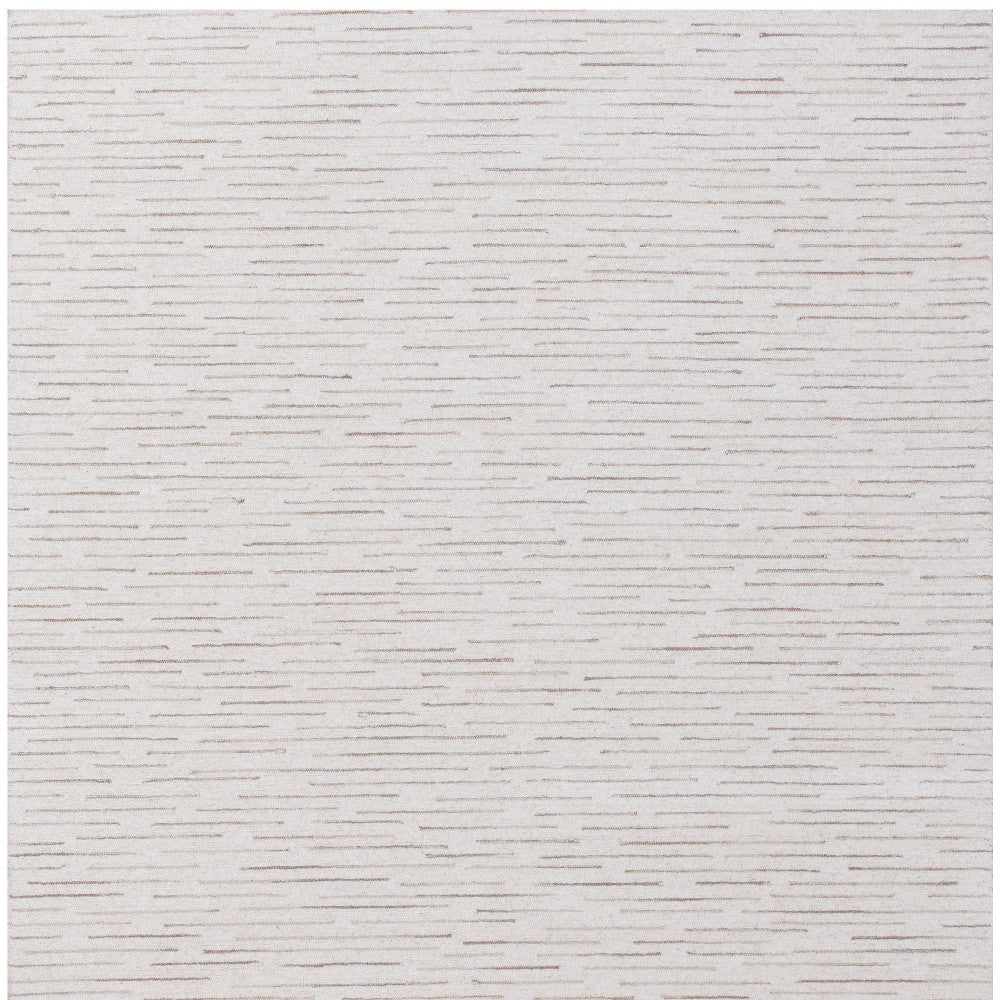 9' x 12' Beige and Ivory Wool Striped Hand Tufted Area Rug