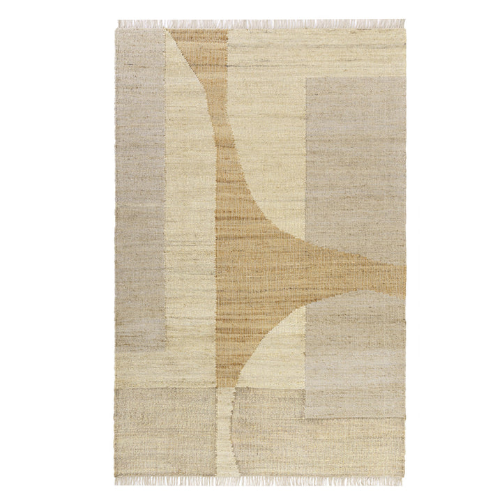 5' x 8' Natural and Ivory Abstract Hand Woven Area Rug