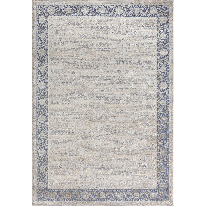 9' x 12' Blue and Beige Floral Area Rug