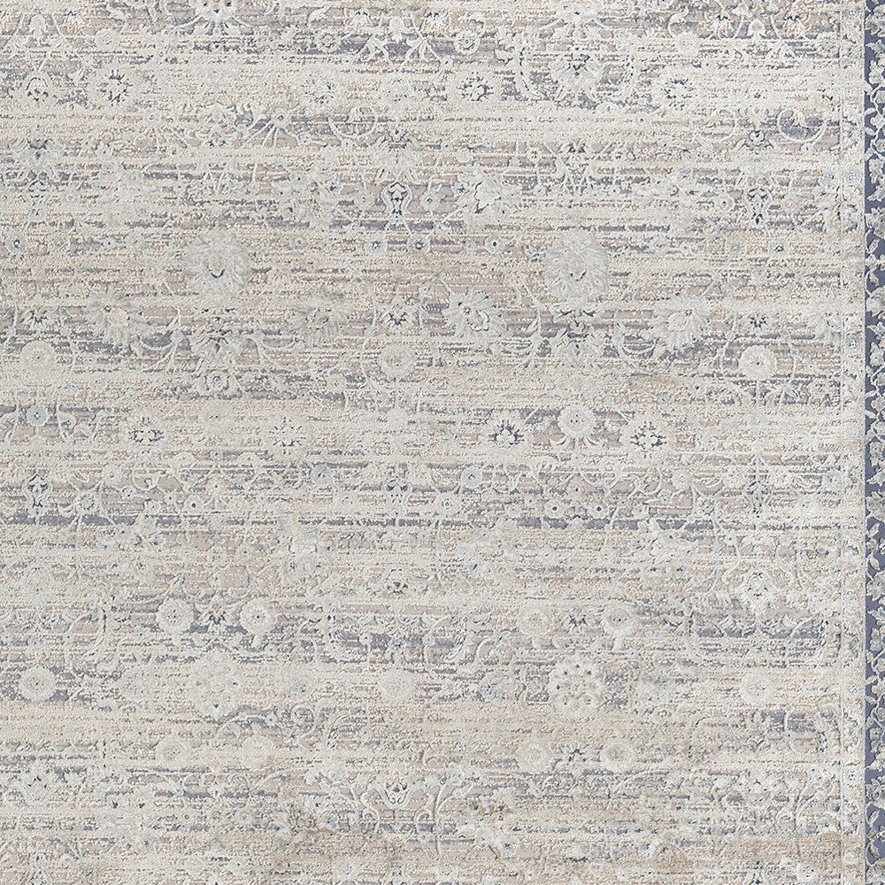 9' x 12' Blue and Beige Floral Area Rug