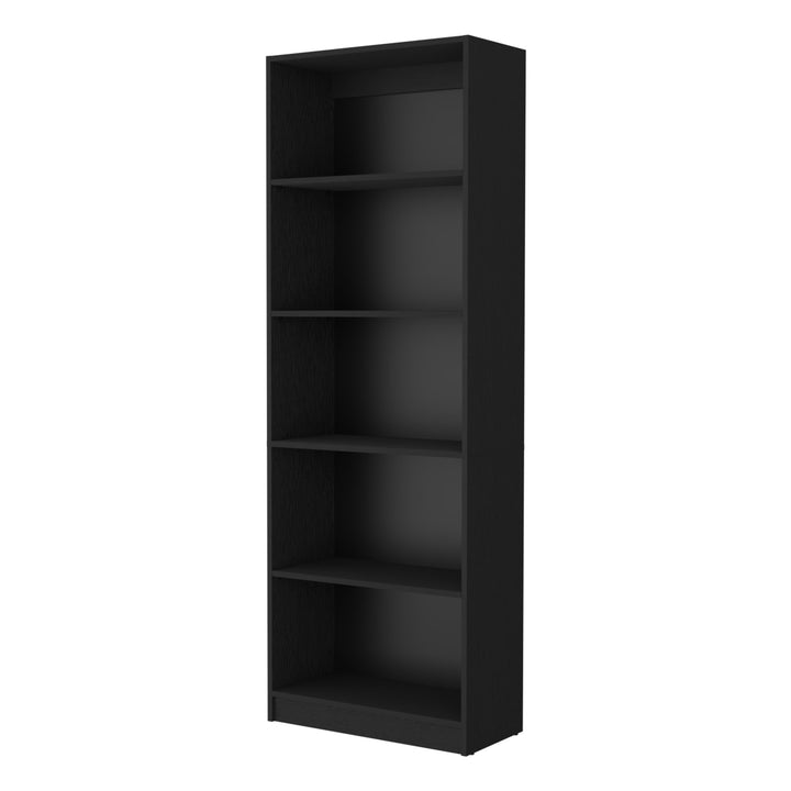 71" Black Five Tier Bookcase