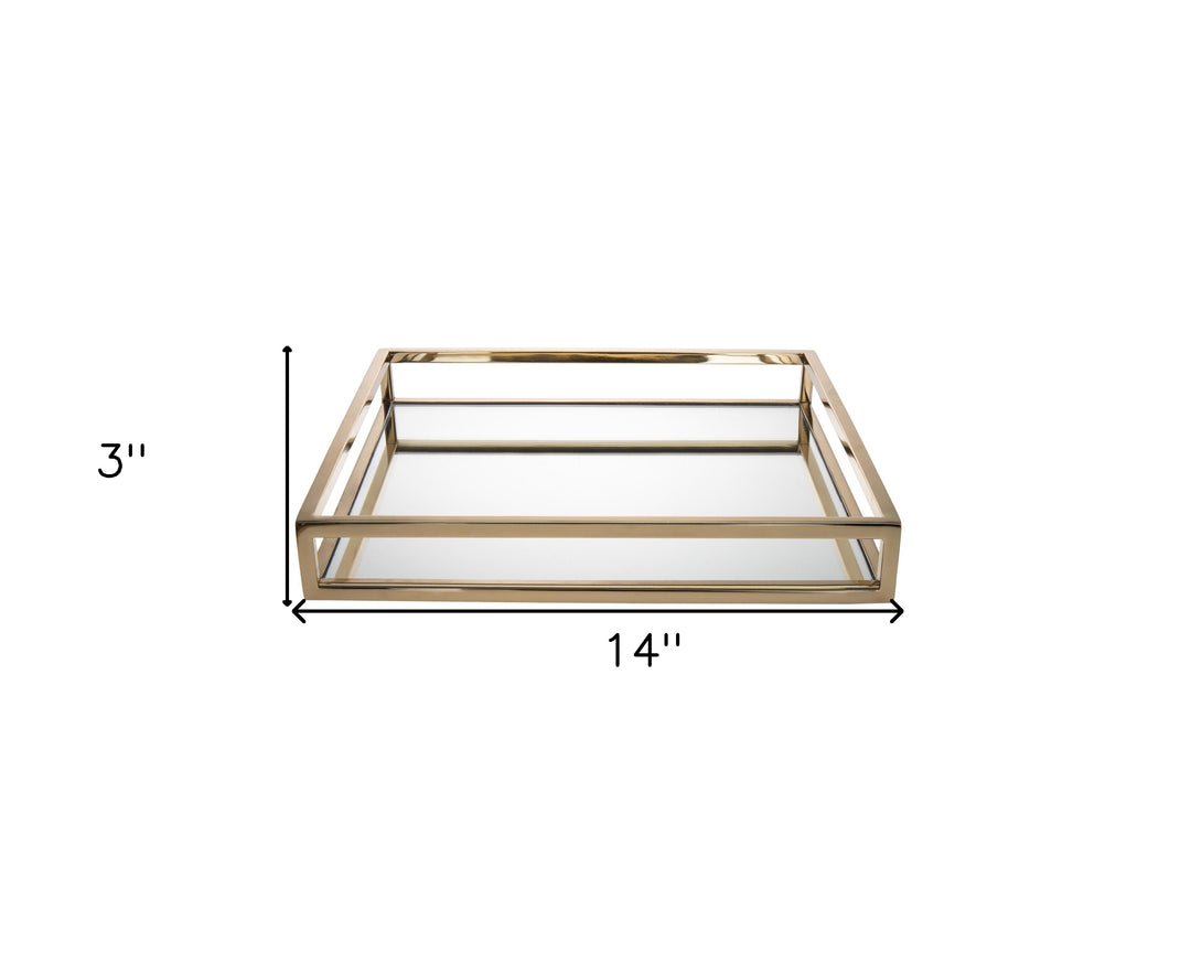 14" Gold Square Metal Serving Tray