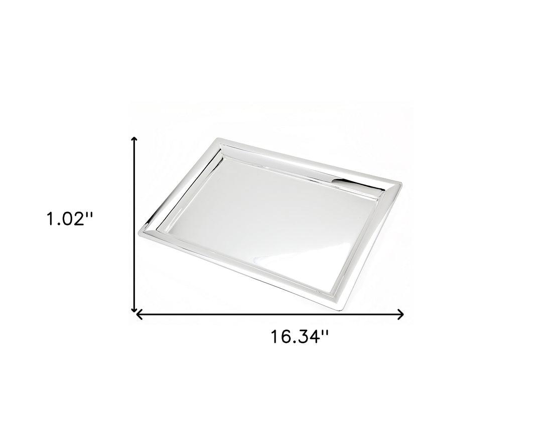 16" Silver Stainless Steel Serving Tray