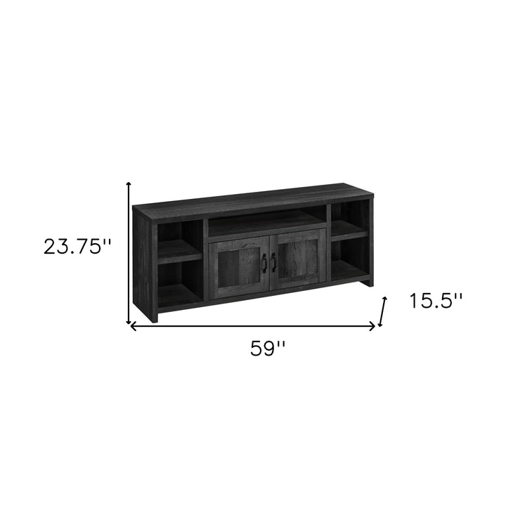 59" Black Cabinet Enclosed Storage TV Stand