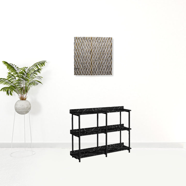 34" Black End Table With Three Shelves