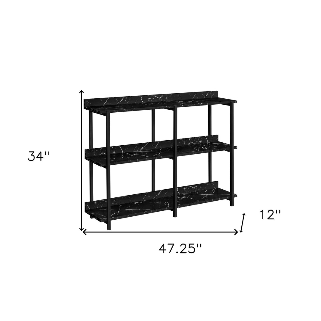 34" Black End Table With Three Shelves