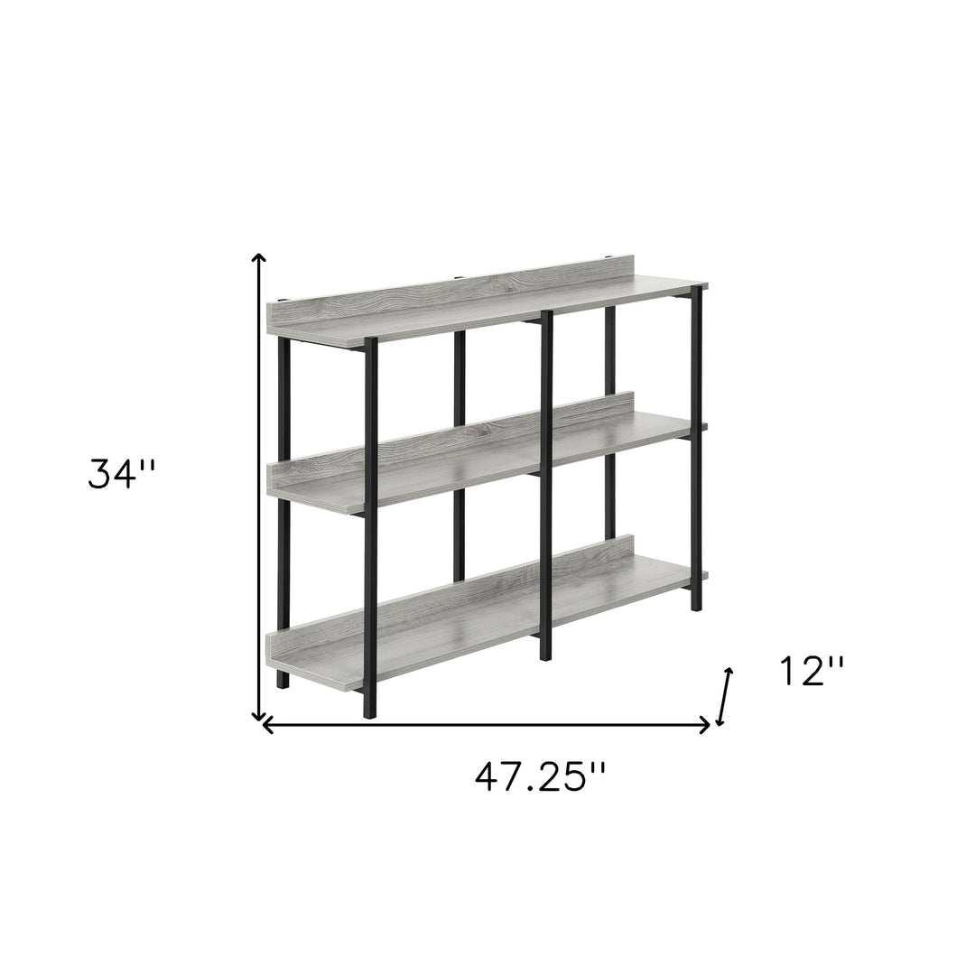 34" Black And Gray End Table With Three Shelves