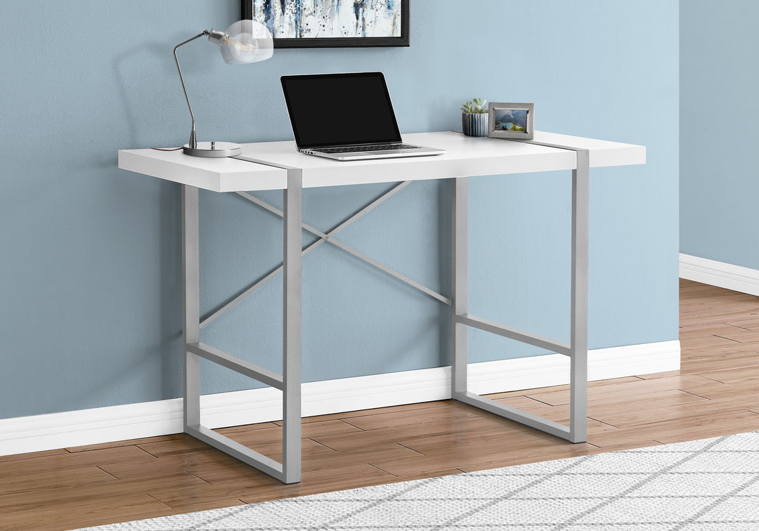 49" White and Gray Computer Desk