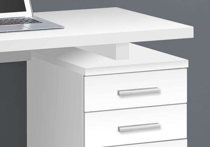 47" White Computer Desk With Three Drawers