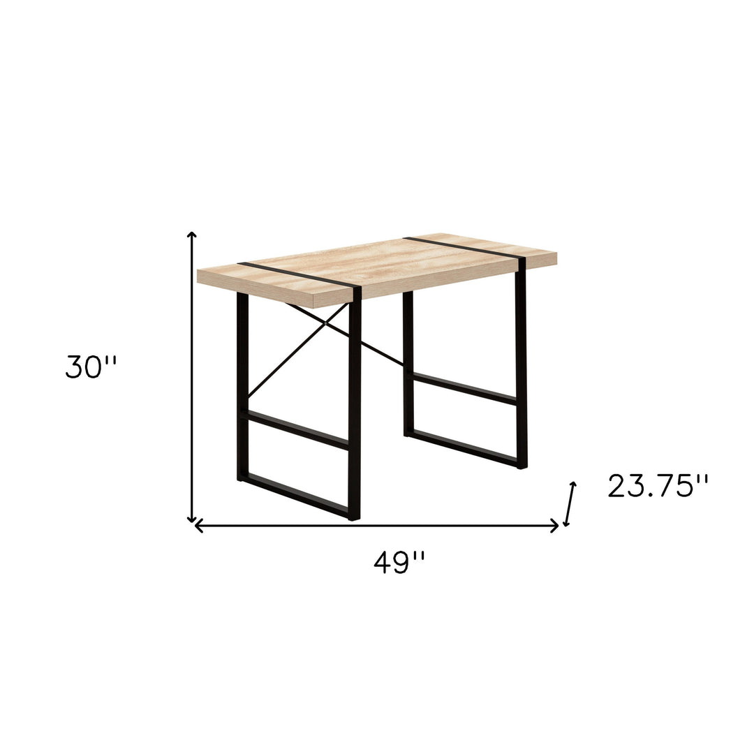 49" Natural and Black Computer Desk