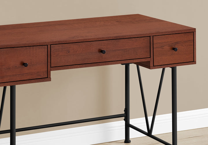 47" Brown and Black Computer Desk With Three Drawers