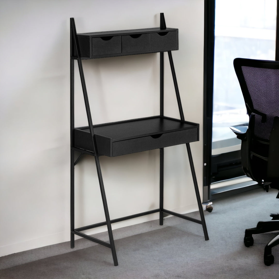 32" Black Computer Desk With Four Drawers