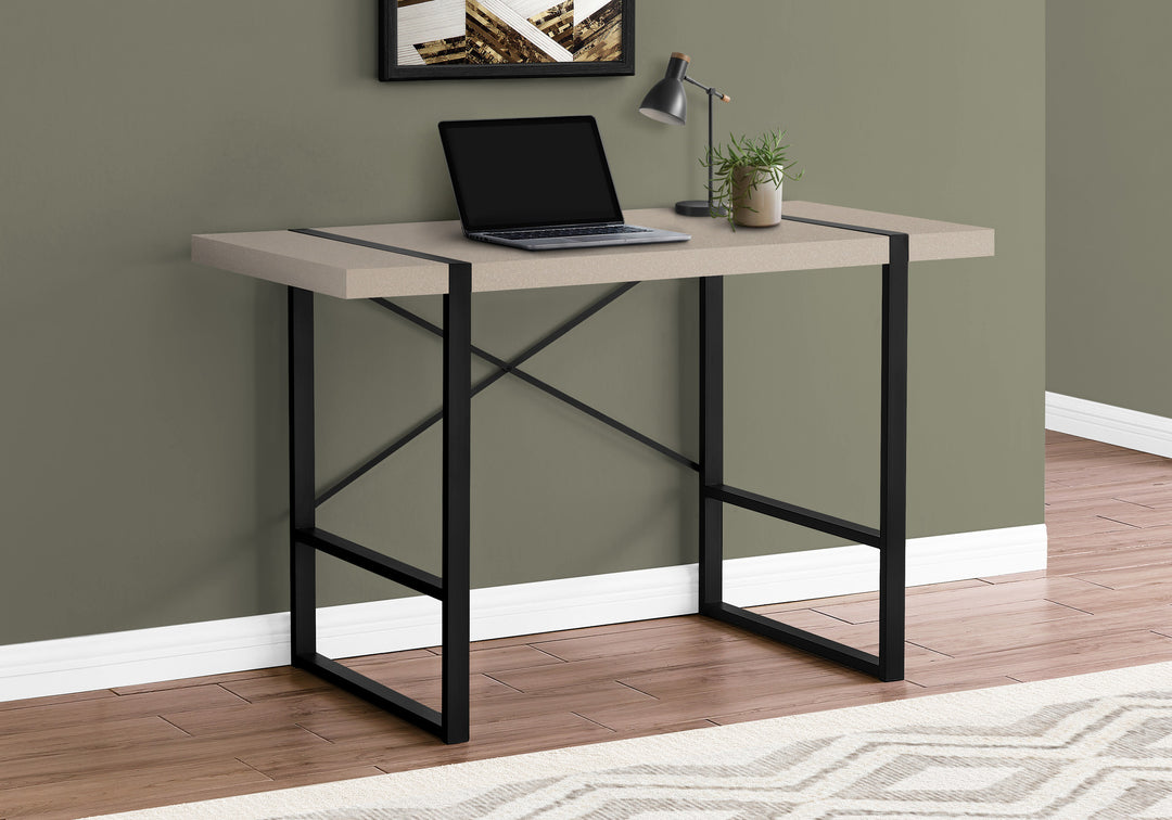 49" Taupe and Black Computer Desk