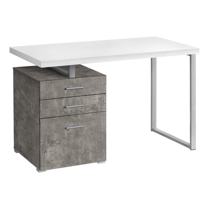 47" White and Gray Computer Desk With Three Drawers