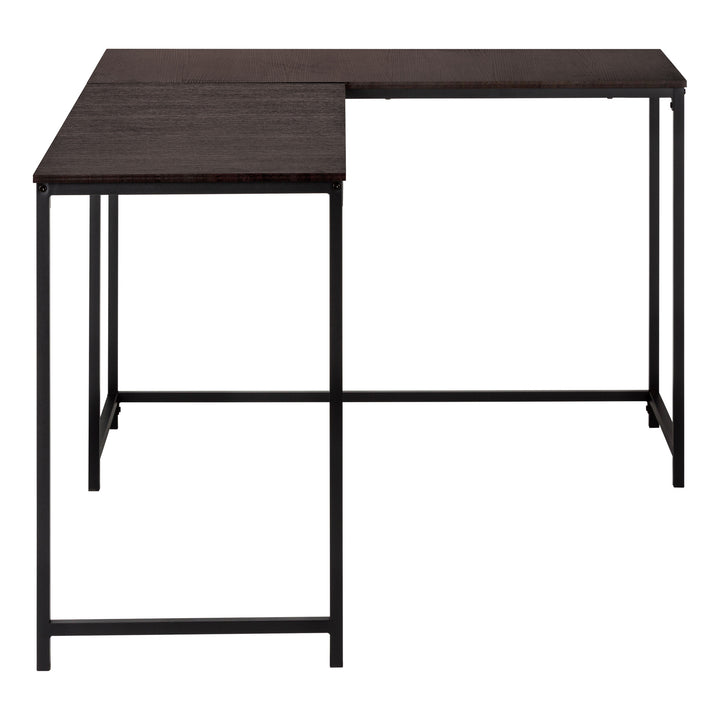 58" Espresso and Black L Shape Computer Desk