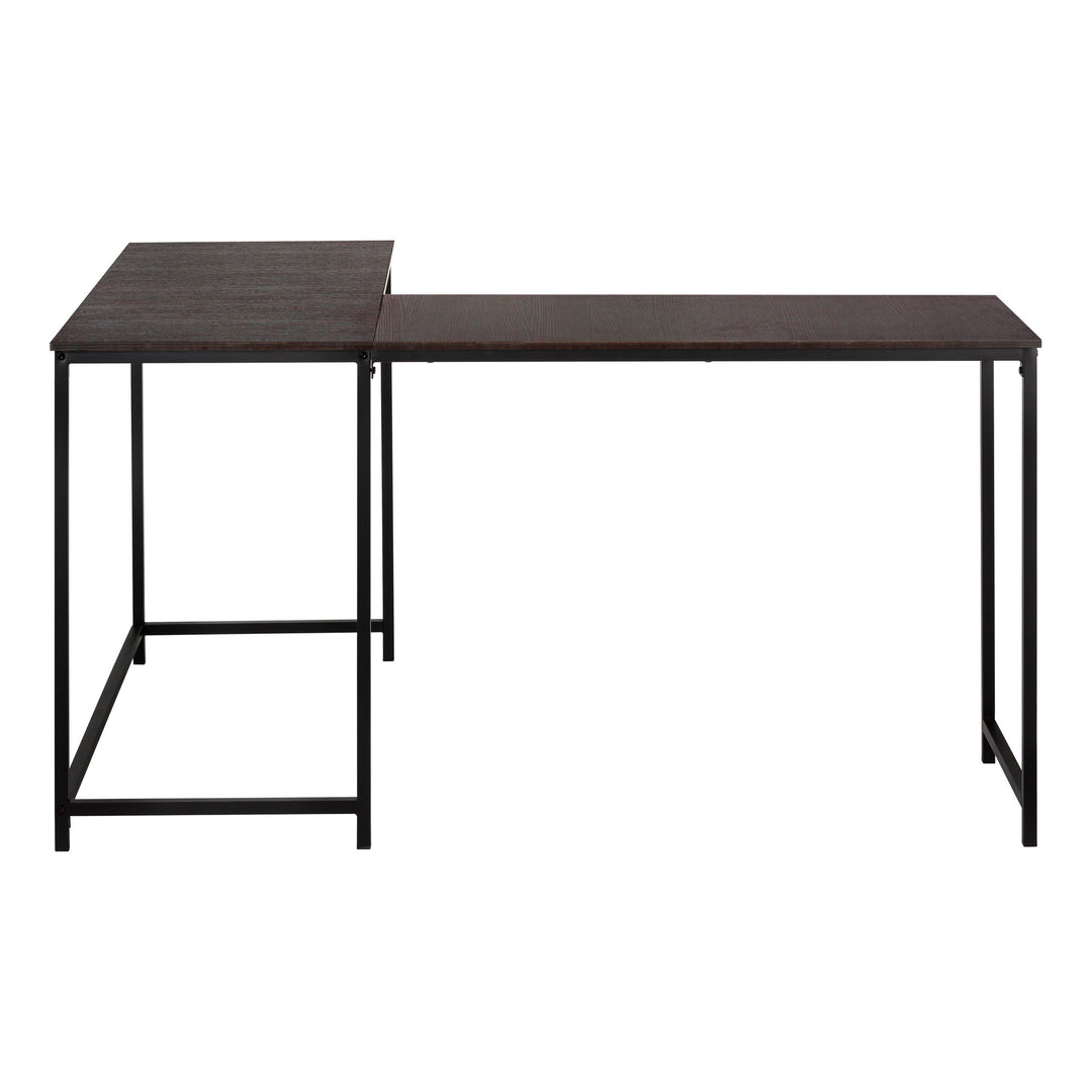 58" Espresso and Black L Shape Computer Desk