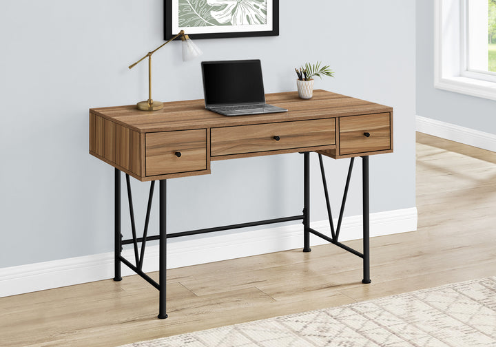 47" Brown and Black Computer Desk With Three Drawers