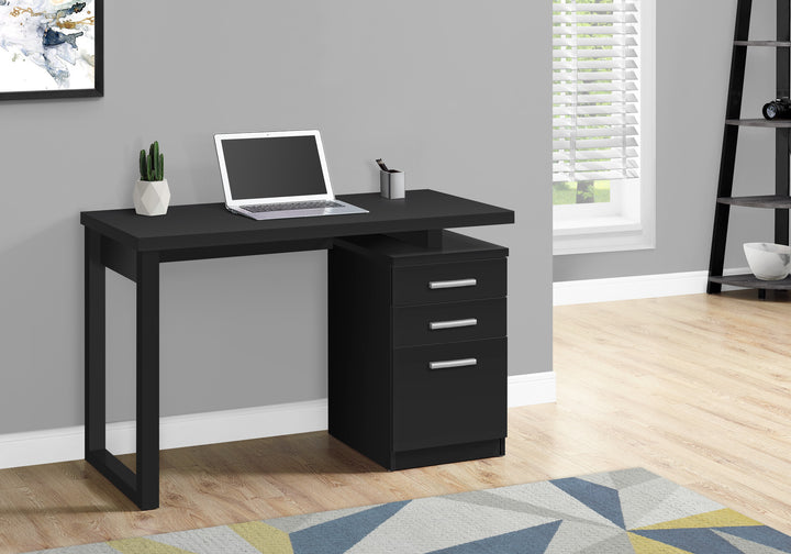 47" Black Computer Desk With Three Drawers