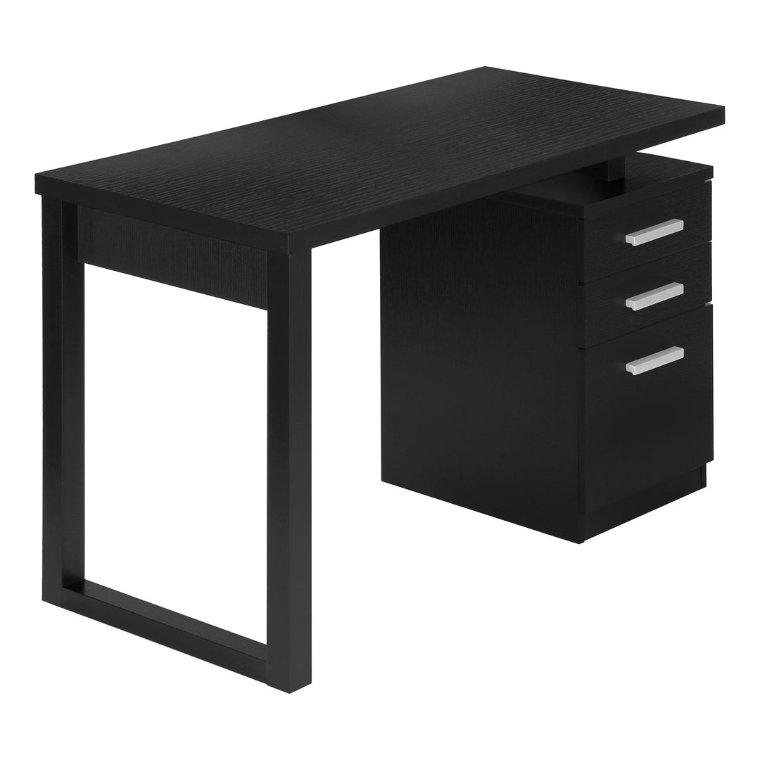 47" Black Computer Desk With Three Drawers