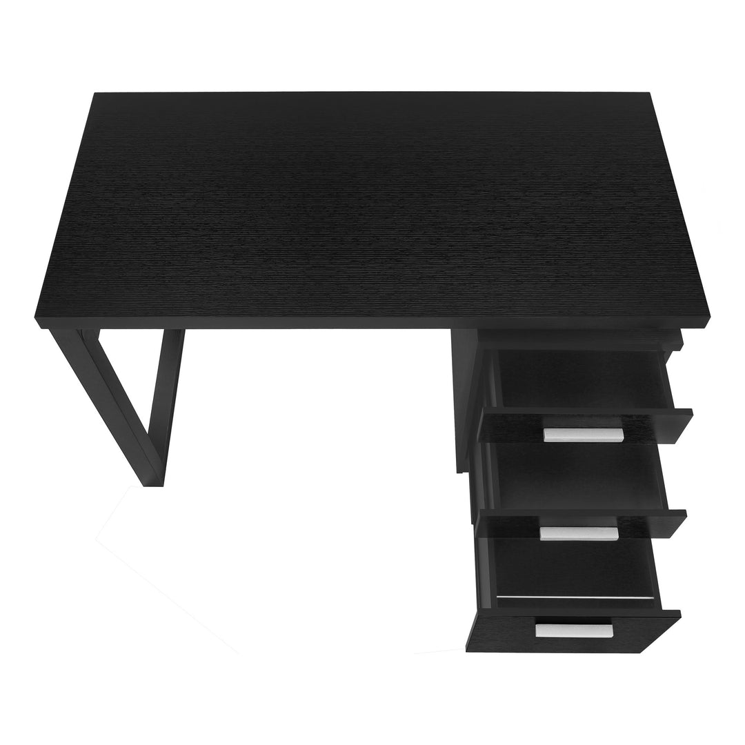 47" Black Computer Desk With Three Drawers