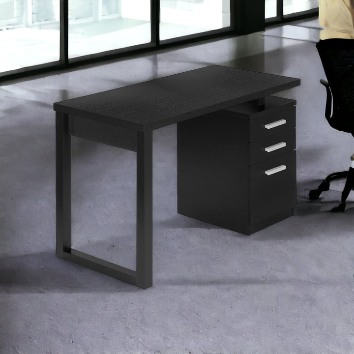 47" Black Computer Desk With Three Drawers