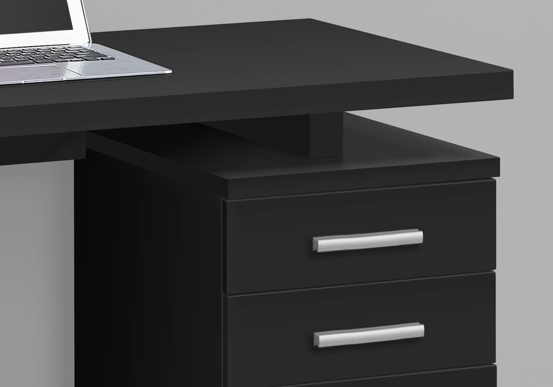 47" Black Computer Desk With Three Drawers