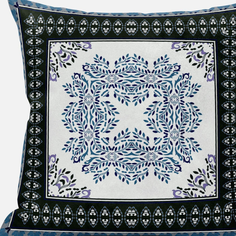 5" Navy Blue Damask Indoor Outdoor Throw Pillow Cover and Insert