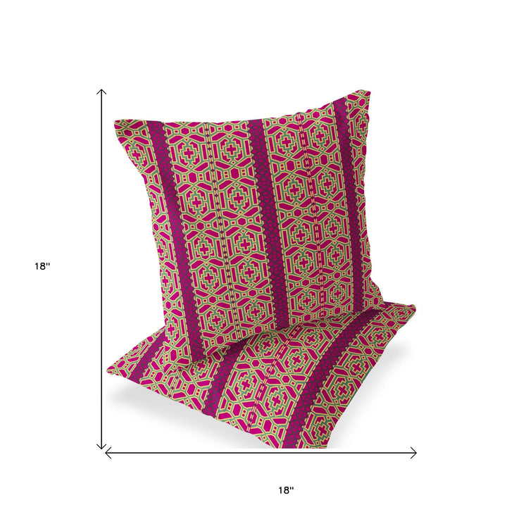 Set of Two 18" Pink Abstract Indoor Outdoor Throw Pillow Cover and Insert