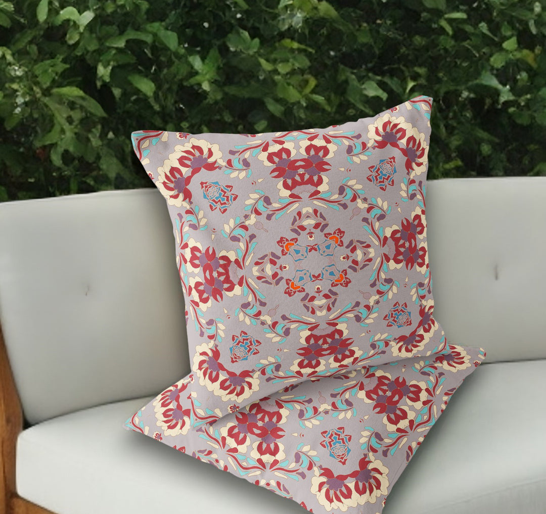 Set of Two 18" Purple Geometric Indoor Outdoor Throw Pillow Cover and Insert