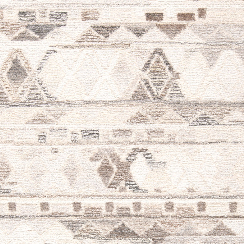 4' x 6' Beige Ivory and Gray Geometric Hand Tufted Distressed Area Rug