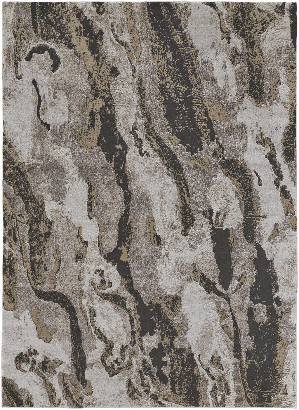 9' x 12' Brown and Ivory Abstract Power Loom Distressed Area Rug