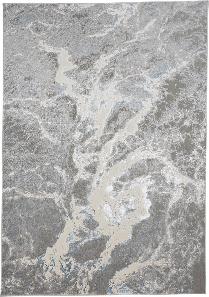 2' x 3' Gray and Ivory Abstract Power Loom Area Rug