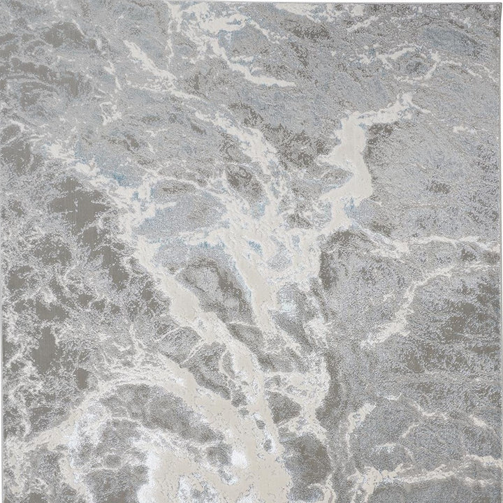 2' x 3' Gray and Ivory Abstract Power Loom Area Rug